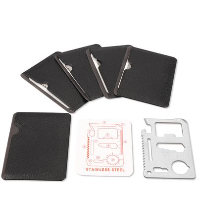 Stainless Steel 11 in 1 Beer Opener Survival Card Tool Fits Perfect in Your Wallet (5 pack)