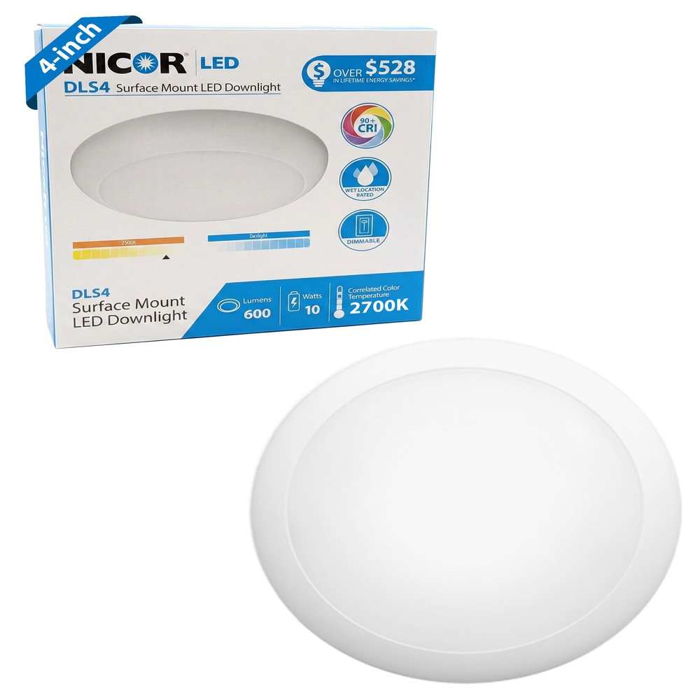 NICOR Lighting 4-Inch Dimmable 2700K LED Surface Mount Retrofit Kit, White (DLS4-3006-120-2K-WH)