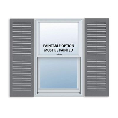Exterior Solutions Standard Louver Exterior Vinyl Shutter, Paintable (Pair), 15 Inch x 51 Inch