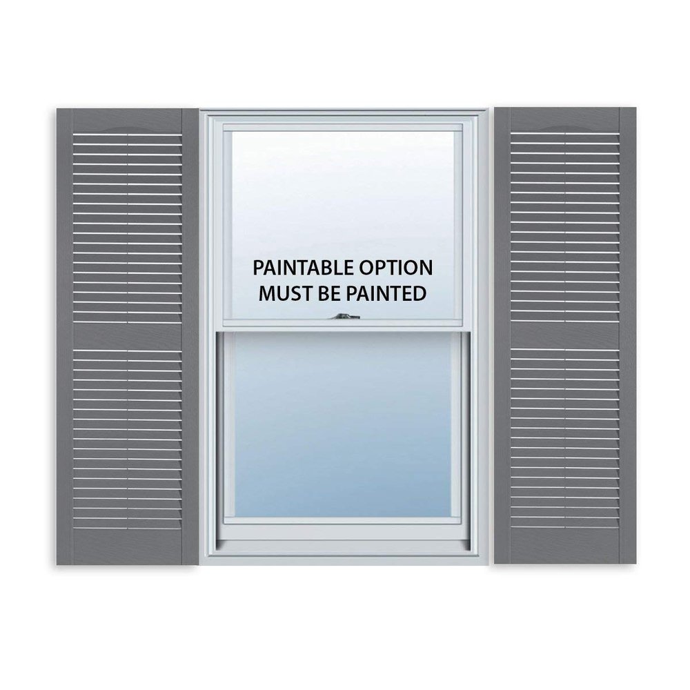 Exterior Solutions Standard Louver Exterior Vinyl Shutter, Paintable (Pair), 15 Inch x 51 Inch