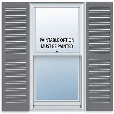 Exterior Solutions Standard Louver Exterior Vinyl Shutter, Paintable (Pair), 15 Inch x 59 Inch