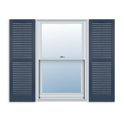 Exterior Solutions Standard Louver Exterior Vinyl Shutter, Bedford Blue (Pair), 15 Inch x 59 Inch