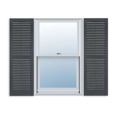 Exterior Solutions Standard Louver Exterior Vinyl Shutter, Dark Gray (Pair), 15 Inch x 67 Inch
