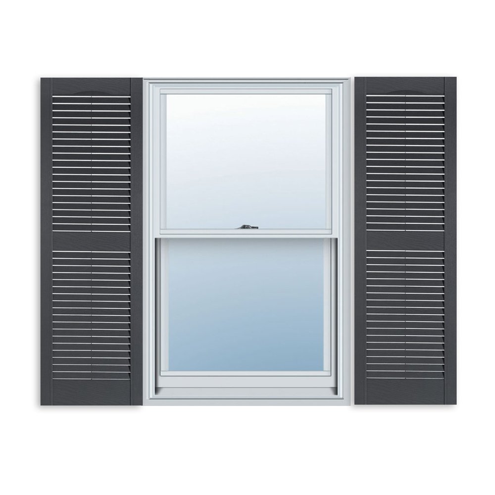 Exterior Solutions Standard Louver Exterior Vinyl Shutter, Dark Gray (Pair), 15 Inch x 67 Inch