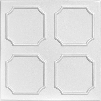 A La Maison Ceilings R01 Bostonian Foam Glue-up Ceiling Tile (21.6 sq. ft./Case), Pack of 8, Plain White