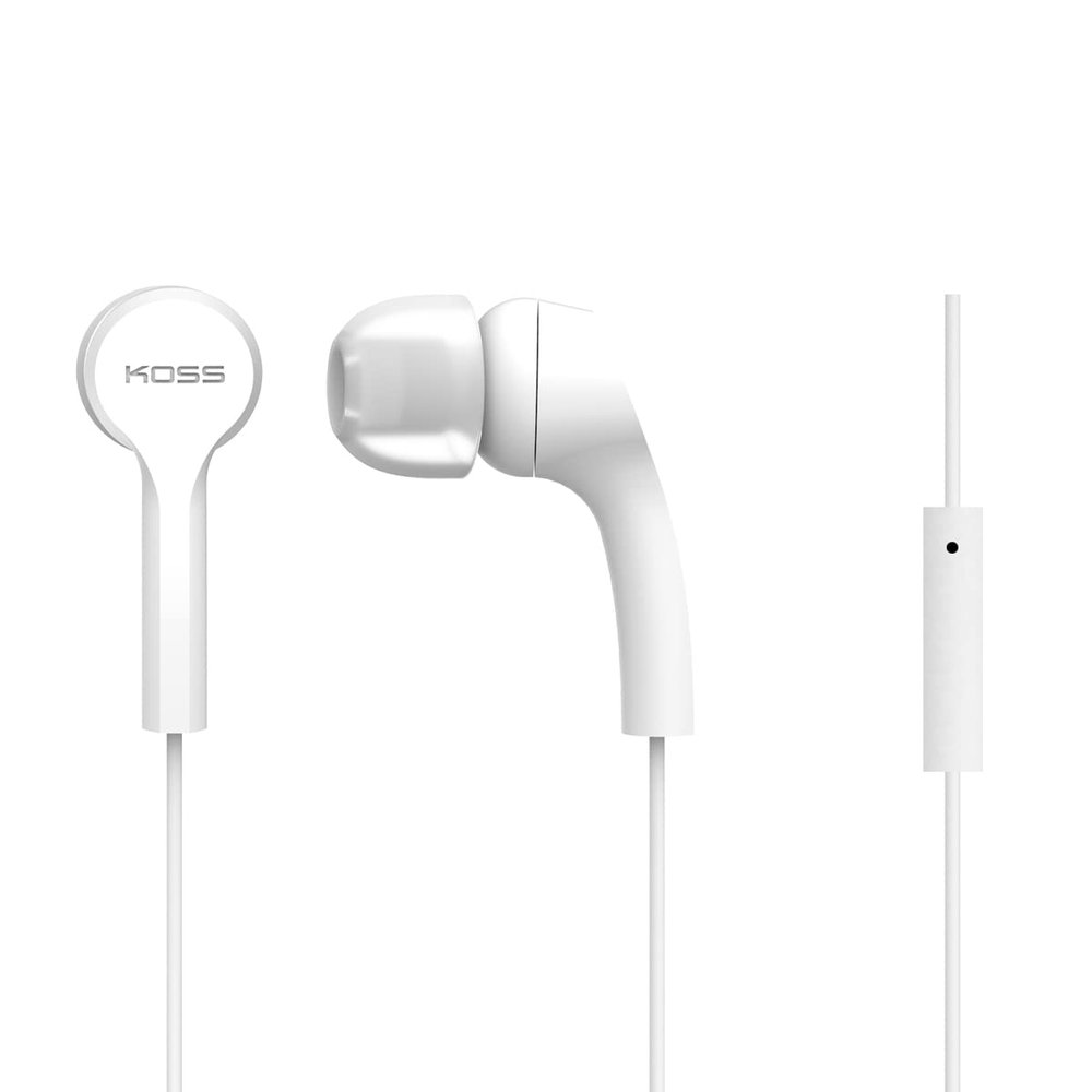 Koss KEB9iW Earbuds, White, Microphone, Wired 3.5mm Plug