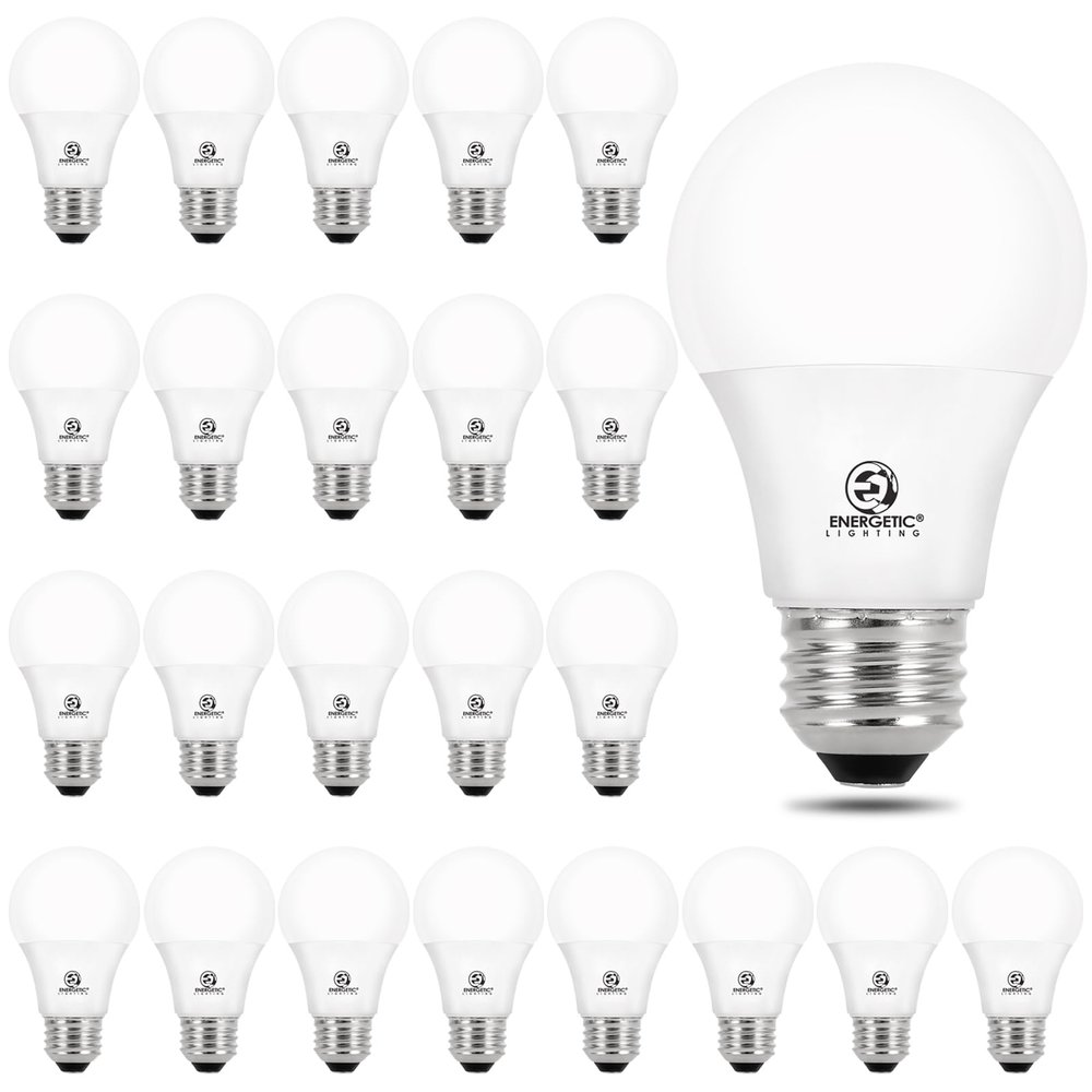Energetic 24 Pack LED Light Bulbs 60 Watt Equivalent, A19 Warm White 3000K, E26 Base, Non-Dimmable, 8W 760lm, ETL Listed