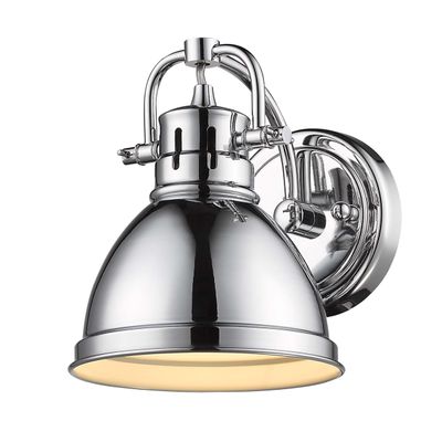 Golden Lighting 3602-BA1 CH Duncan Bath Vanity, 8.25"L x 6.5"W x 8.5"H, Chrome with a Chrome Shade- Bathroom Light Fixtures, Bathroom Vanity Light, Vanity Lights for bathroom
