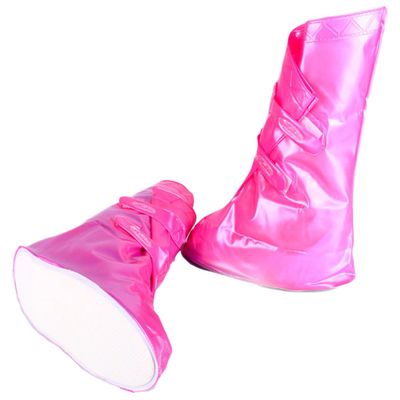 The outdoor camping Men and Women's Rain Proof Shoes Cover Rain Shoes Galoshes (Pink, M)