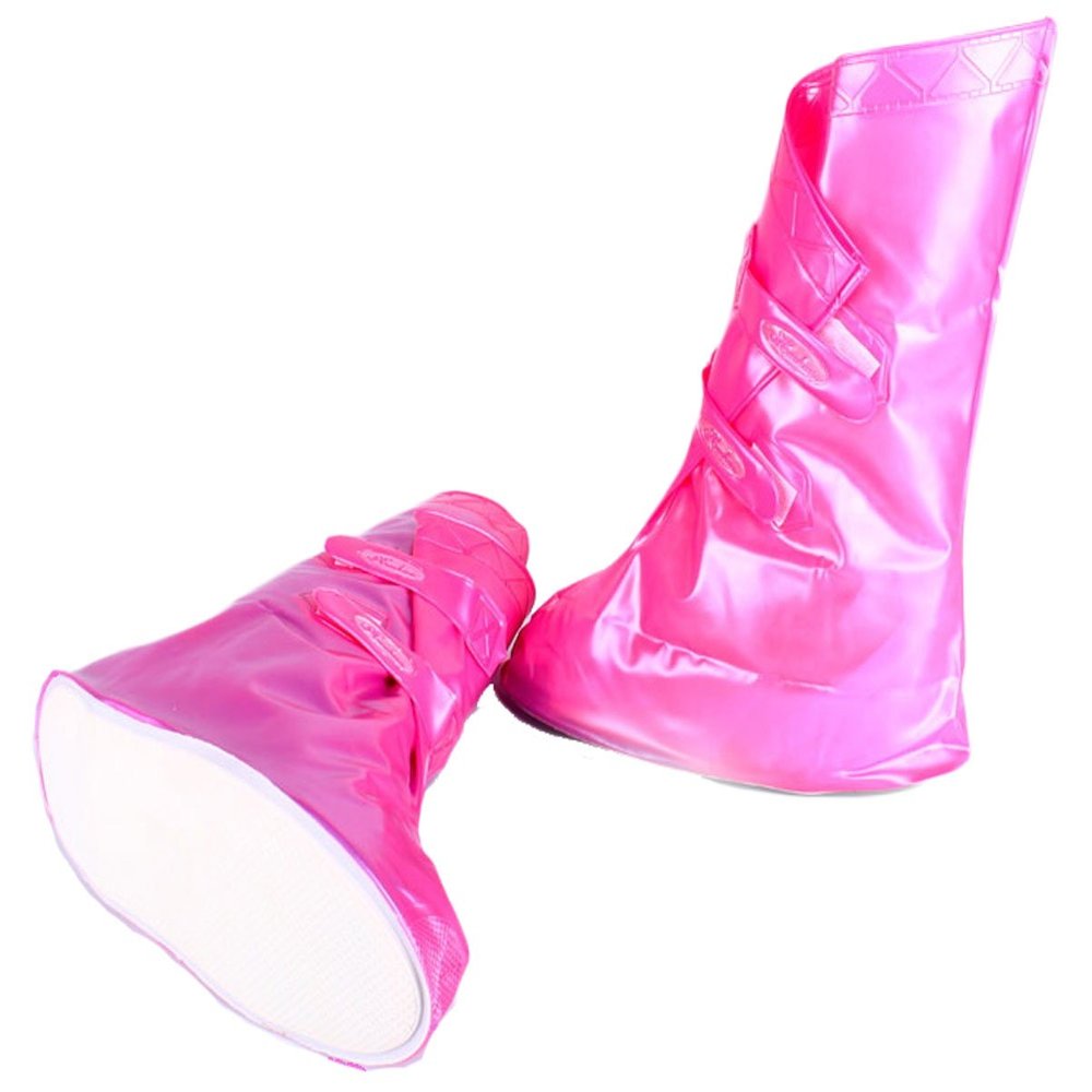 The outdoor camping Men and Women's Rain Proof Shoes Cover Rain Shoes Galoshes (Pink, M)