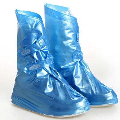 The outdoor camping Men and Women's Rain Proof Shoes Cover Rain Shoes Galoshes (Blue, L)