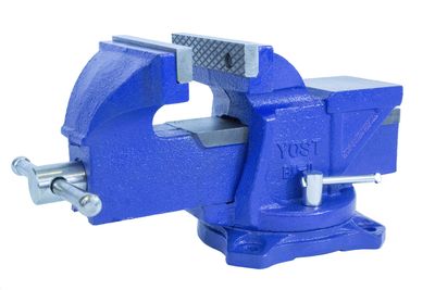 Yost Vises Tool 4-Inch Workshop Duty Bench Vise, Model BV-4, with 120-Degree Swivel Base, Blue