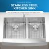 Zuhn Turin 33-Inch Farmhouse Kitchen Sink, Double Bowl 16 Gauge T304 Stainless Steel, Satin Finish, DualPro Sound Guard, 32.9 x 20.8 x 10 in view 4