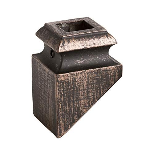 Oil Rubbed Bronze 16.3.2 Angled Base Shoes for 1/2 inch Square Iron Balusters for Stair Remodel, Box of 10