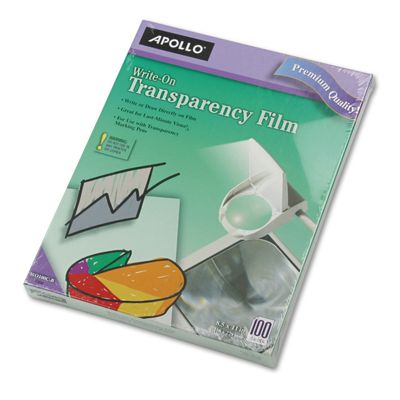 Apollo WO100CB Write on Transparency Film, 8-1/2-Inch x11-Inch, 100/BX, Clear