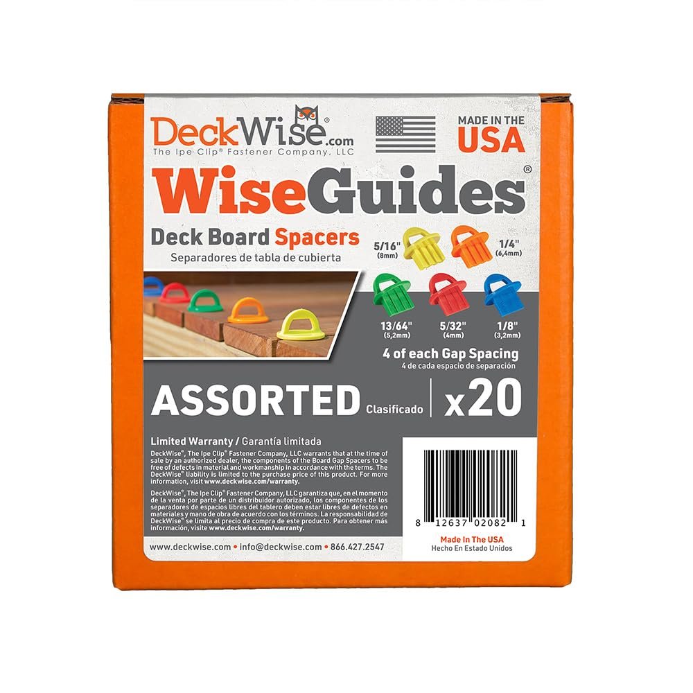DeckWise WiseGuides Assorted Multi-Size Deck Board Spacers, 20 Pack