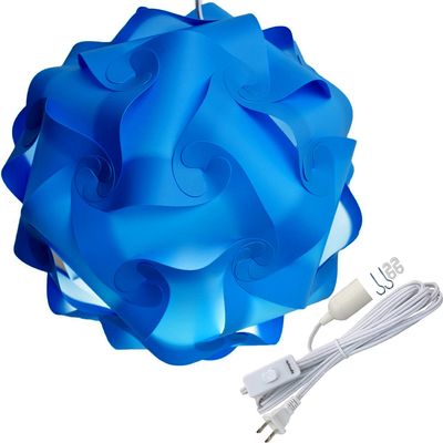 Lightingsky DIY IQ Jigsaw Puzzle Lamp Shade Ceiling Pendant Lampshade Kit with 15 Feet Hanging Cord (Blue, XL-16 inch)