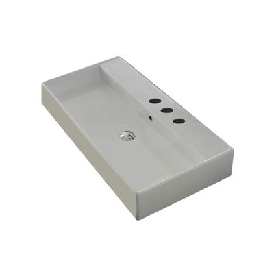 Scarabeo 8031/R-100A-Three Hole Teorema Rectangular Ceramic Wall Mounted/Vessel Sink, White