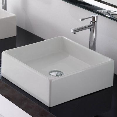 Scarabeo 8031/40-No Hole-637509855116 Square Washbasin Vessel, White