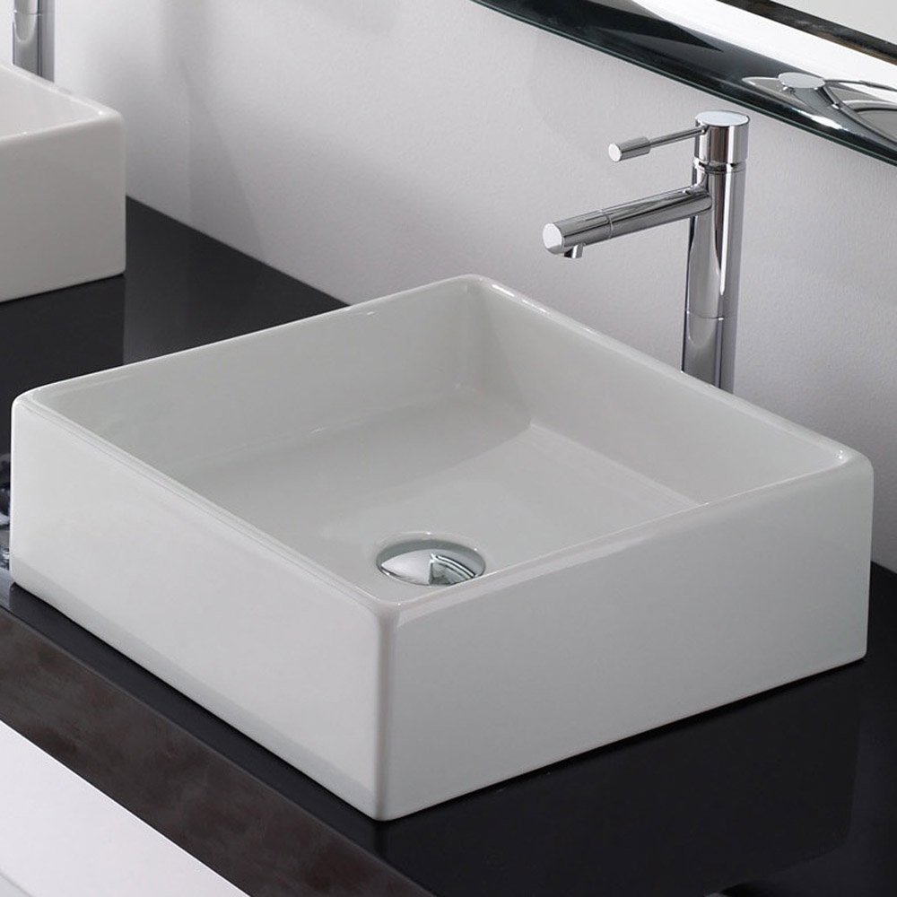 Scarabeo 8031/40-No Hole-637509855116 Square Washbasin Vessel, White
