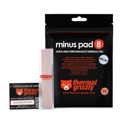 Thermal Grizzly Minus Pad 8-120x20x1.5mm Thermal Interface Pad, Electrically Non-Conductive, High Thermal Conductivity & Compressibility for SSDs, GPUs & Electronics