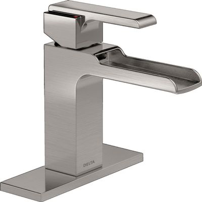 Delta Faucet Ara Centerset Bathroom Faucet Brushed Nickel, Waterfall Faucet, Bathroom Sink Faucet, Stainless 568LF-SSLPU