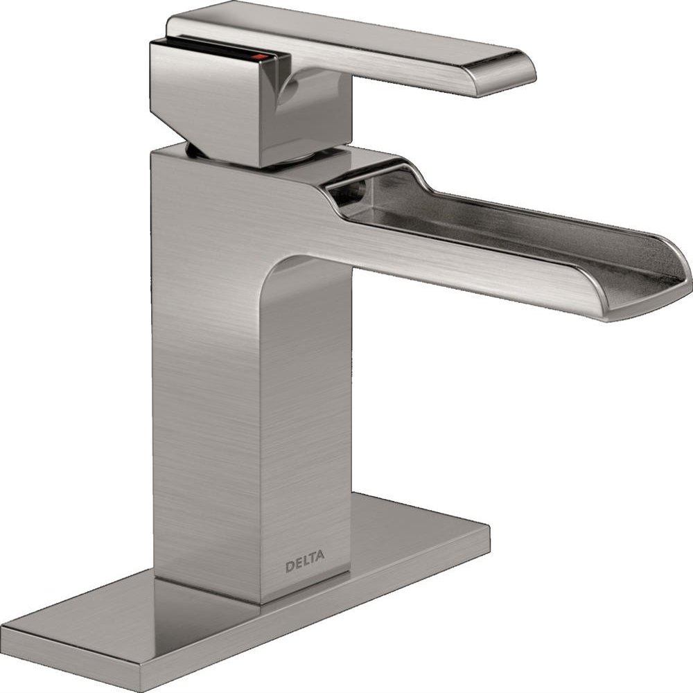 Delta Faucet Ara Centerset Bathroom Faucet Brushed Nickel, Waterfall Faucet, Bathroom Sink Faucet, Stainless 568LF-SSLPU
