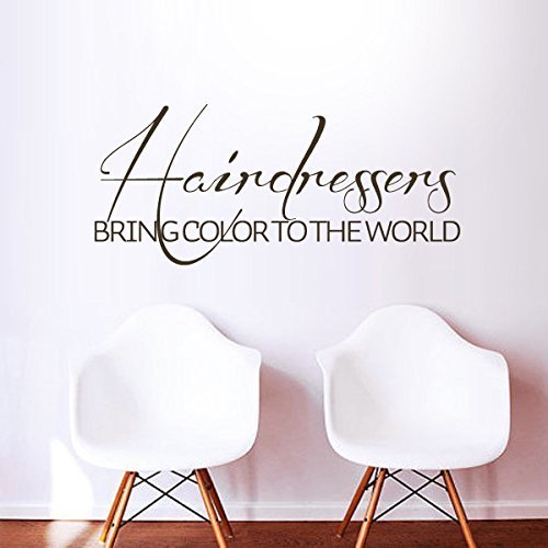 Hair Salon Wall Quotes Hairdressers Bring Color To the World Unique Wall Decal (Small,Black)