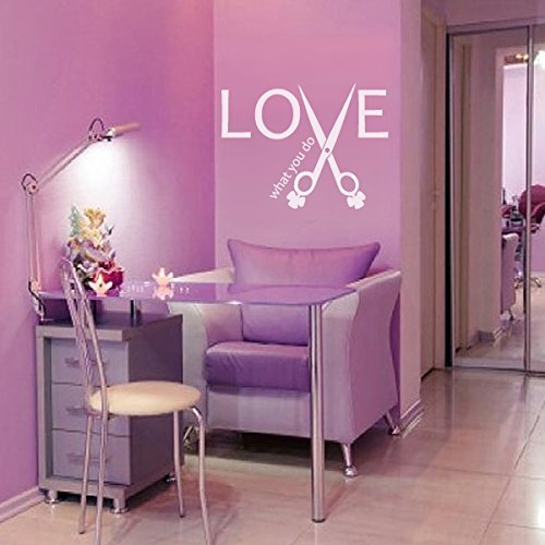 Hair Stylist Salon Wall Quotes Love What You Do Office Wall Decoration Decal (X-Large,Black)