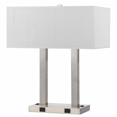 60W X 2 Metal Desk LAMP W/Two OUTLE
