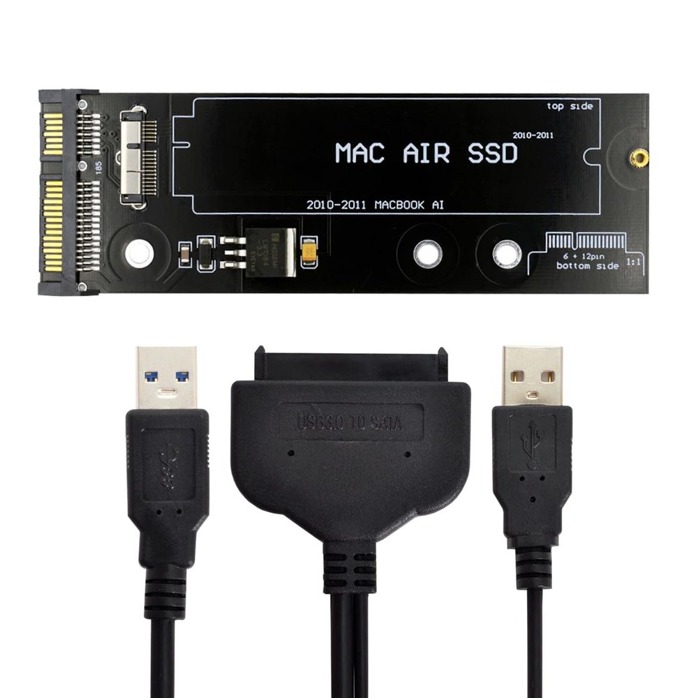 Cablecc USB 3.0 to 12+6pin SSD HDD to SATA 22Pin Hard Disk Cartridge Drive for Air Pro 2010 2011 Air A1369 A1370 SSD