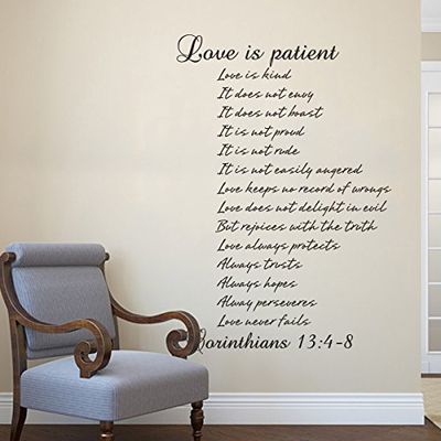 Love is Patient Love is Kind Bible Quote Wall Decal-Vinyl Religious Art