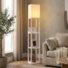 Brightech Maxwell Charger - Modern Shelf Floor Lamp with USB Charging Ports & Electric Outlet - Corner Display Floor Lamps with Shelves for Living Room, Bedroom and Office - White view 2