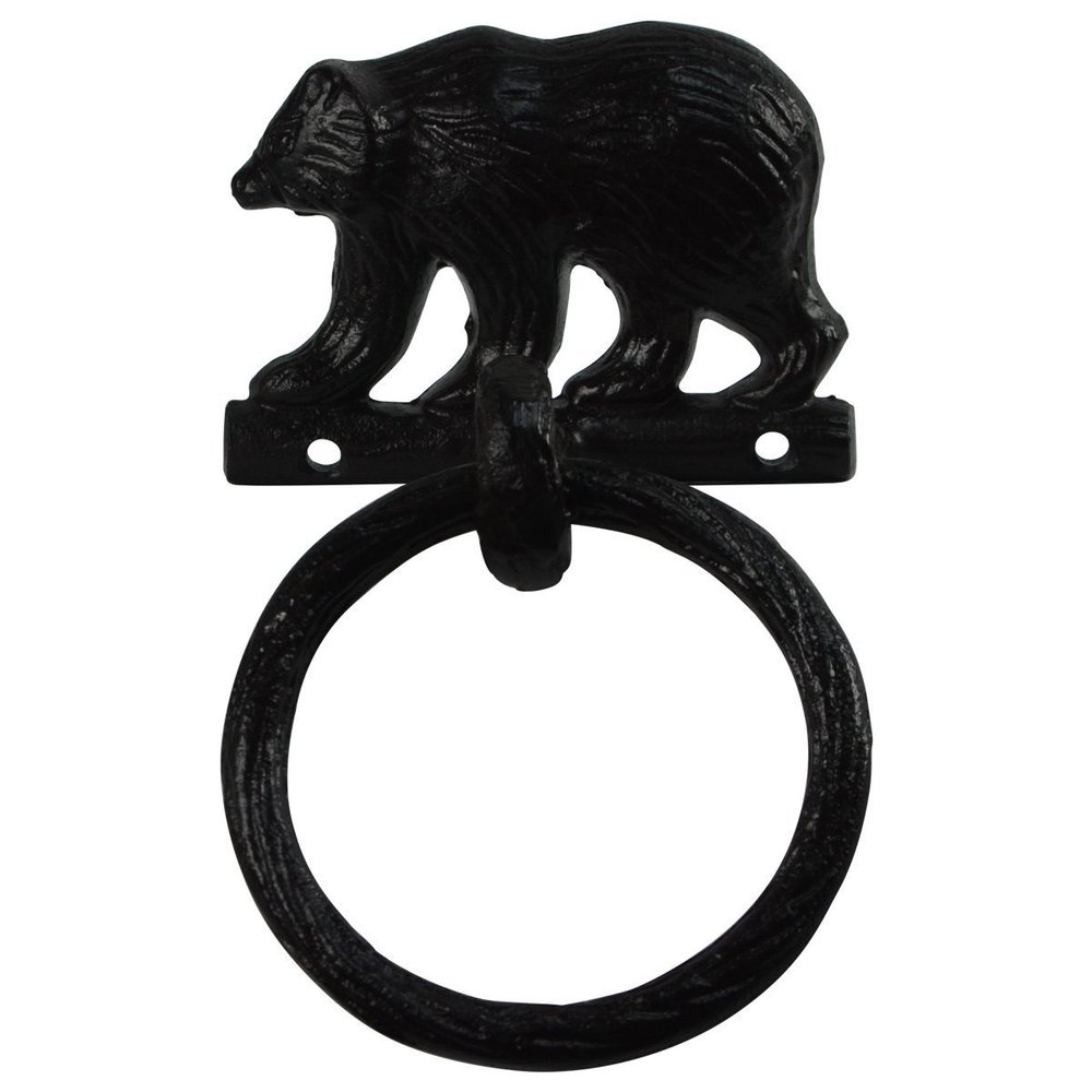 Treasure Gurus Black Metal Wall Mount Bear Kitchen/Bath Towel Ring Hanger Holder Rustic Decor