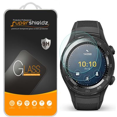 Supershieldz (2 Pack) Designed for Huawei Watch 2 Sport Tempered Glass Screen Protector, (Full Screen Coverage), Anti Scratch, Bubble Free