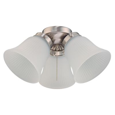 Three-Light LED Cluster Ceiling Fan Light Kit, Brushed Nickel Finish with Frosted Ribbed Glass