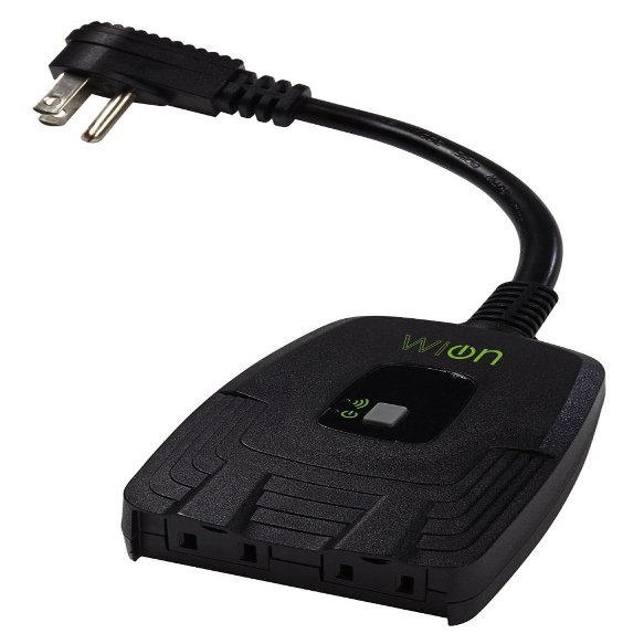 WiOn 50049 Outdoor Wi-Fi Wireless Plug-In Switch; Smartphone And Tablet Automation For Up To 12 Devices; 2 Grounded Outlets; Weather Resistant; Energy Saving; Wifi Controlled Switch