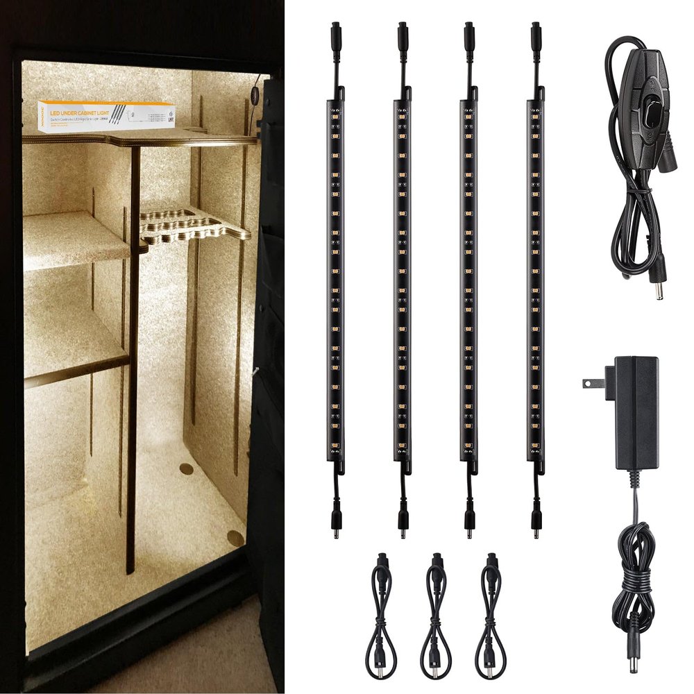 TORCHSTAR 4pcs 12 Inch LED Safe Lighting Kit, Rocker Switch, 3000K