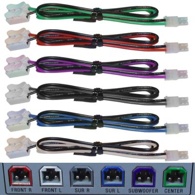 Digital Restock - 6 Home Theater Speaker Cables for Sony Samsung Etc / 4.2mm Connectors/Includes Tool-Free Wire Crimp Splices.