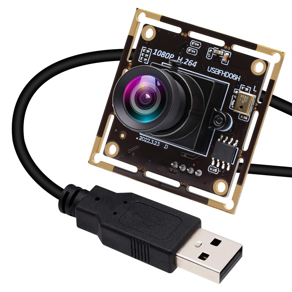 ELP Sony IMX323 Sensor Mini Low Light Wide Angle USB Camera Module with 100degree No Distortion Lens HD 1080P 0.01Lux USB2.0 Video Webcam Board UVC H.264 PC Camera for Computer, Laptop