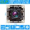 ELP Sony IMX323 Sensor Mini Low Light Wide Angle USB Camera Module with 100degree No Distortion Lens HD 1080P 0.01Lux USB2.0 Video Webcam Board UVC H.264 PC Camera for Computer, Laptop view 2