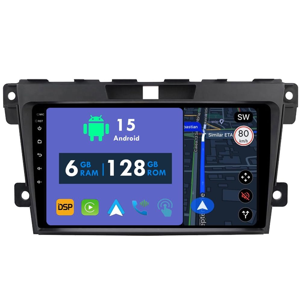 RoverOne Android 8.0 In Dash Car DVD GPS Navigation System for Mazda CX-7 CX7 2007 2008 2009 2010 2011 with Stereo Radio Bluetooth SD USB Mirror Link Touch Screen